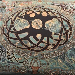 The Pyramid Collection Celtic Tree Quilt - Black and Teal